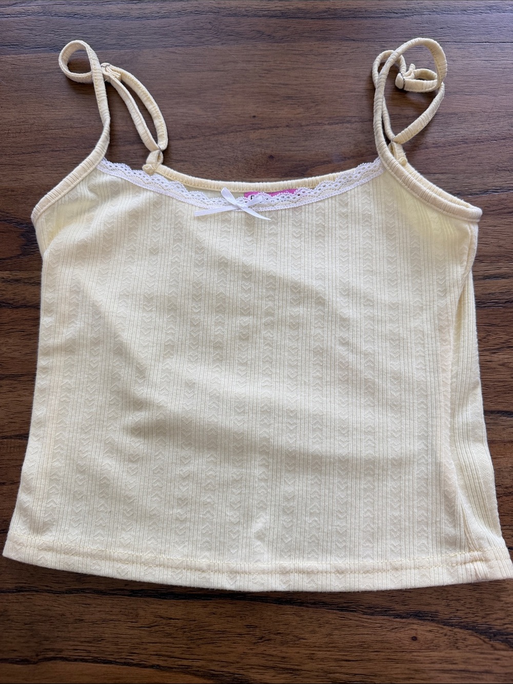 Edikted Cream Ribbed Lace-Trim Cami Tank